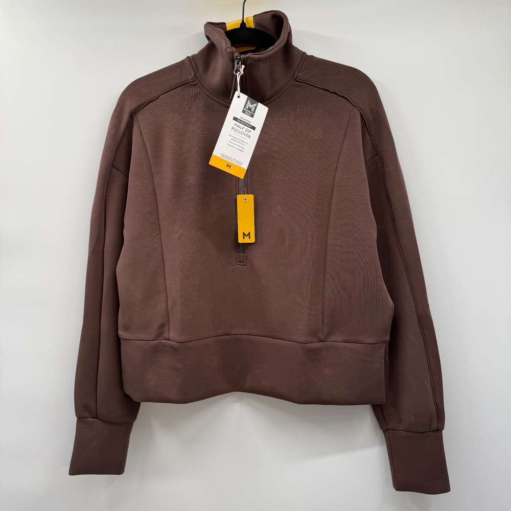 Members Mark Womens Size Medium Half Zip Pullover Hoodie Long Sleeve Brown New